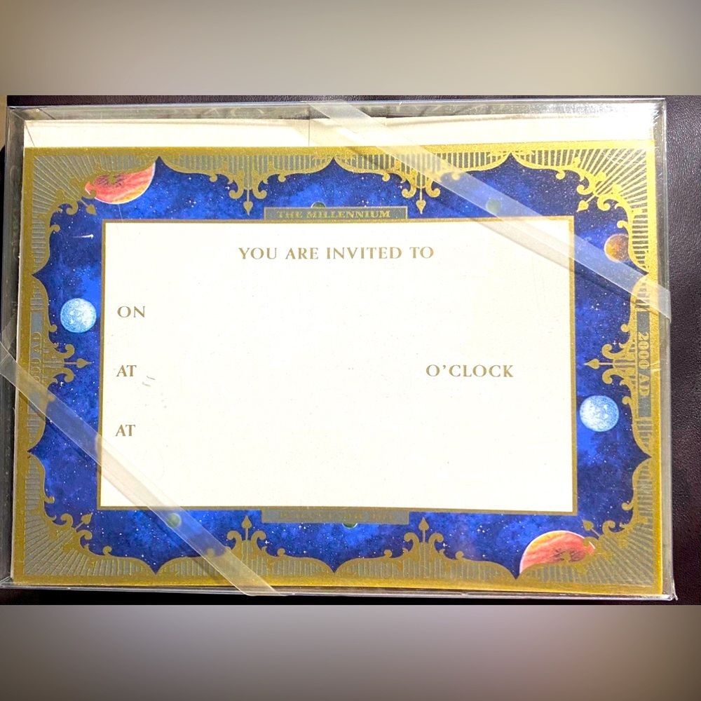 Invitations & Envelopes 3) Boxes of 10) The Millennium 2000 A.D. Caspari Embassy